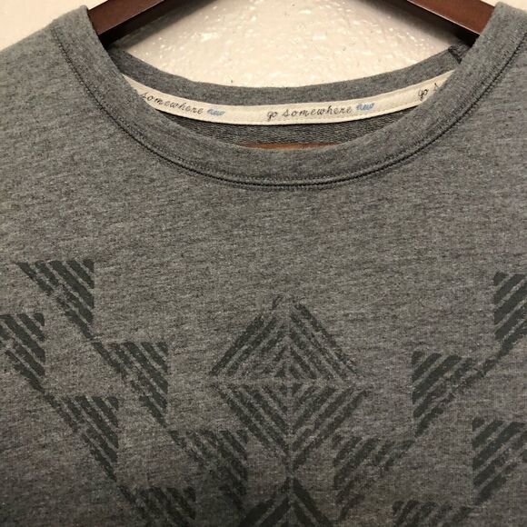 Tom's Aztec Gray crewneck long sleeve cropped pullover Sweatshirt -M - Picture 5 of 9